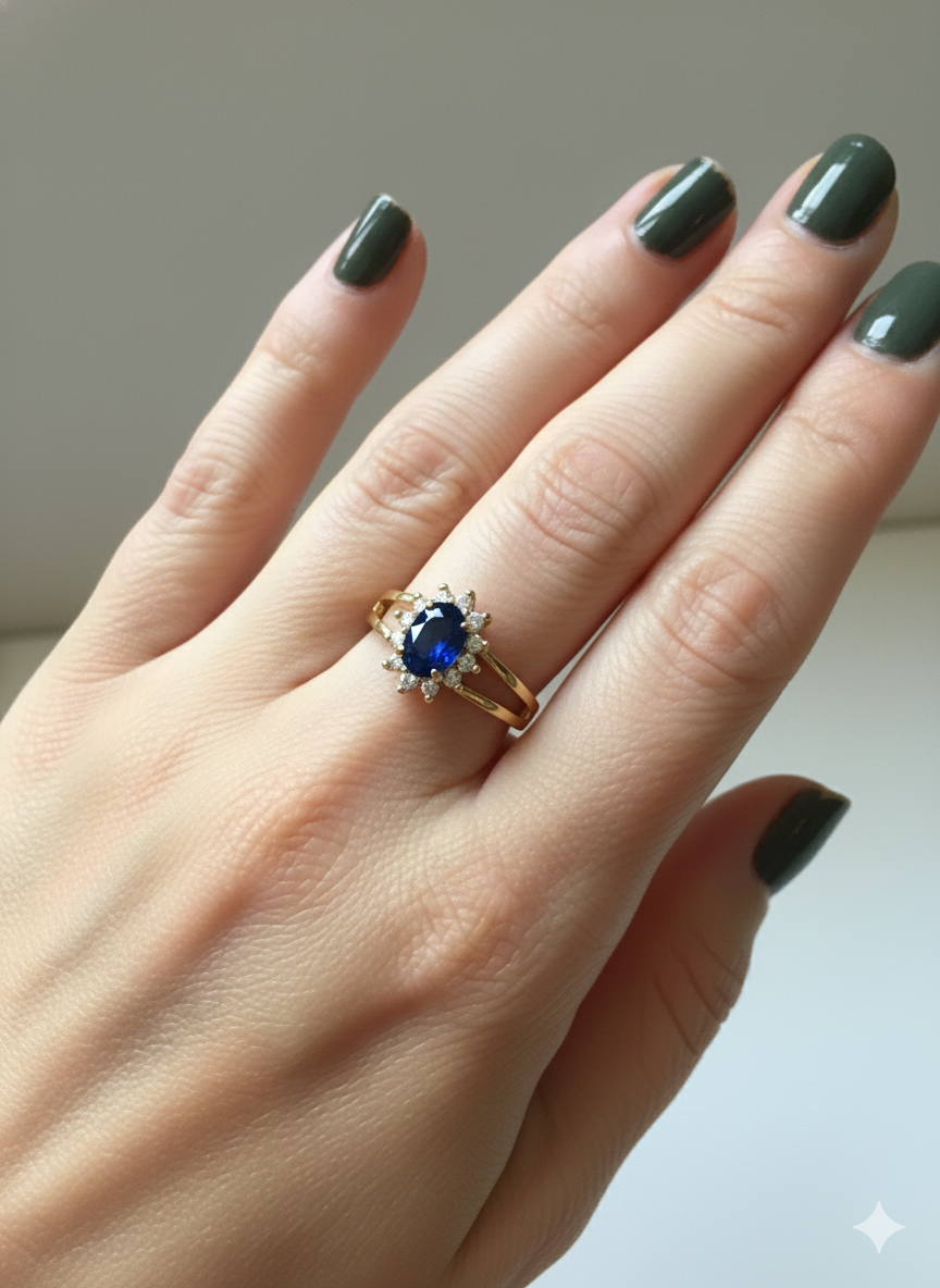 Anel de formatura pedra Azul