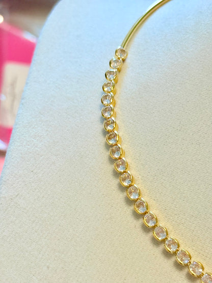 Colar Choker Riviera com Zircônias Banhada a Ouro