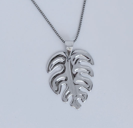 Colar Folha no Ródio