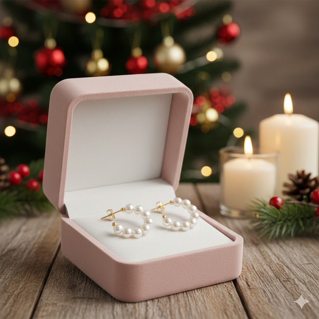 Brinco de argola de pérolas