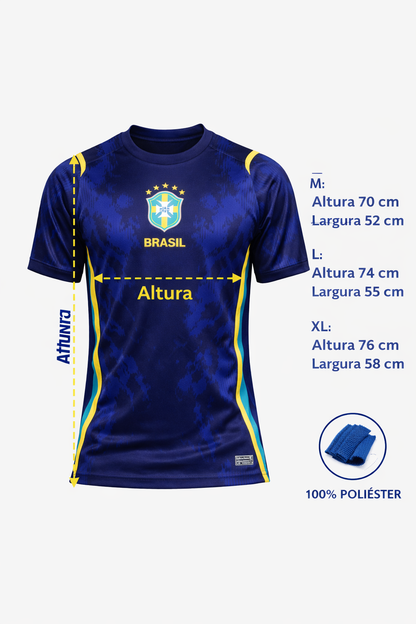 Camiseta Brasil Azul Estilo Seleção 2026 T-Shirt Esportiva Masculina