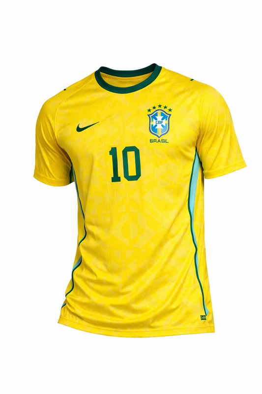 Camiseta Amarela Estilo Brasil Nº 10 Copa 2026 Masculina Poliéster