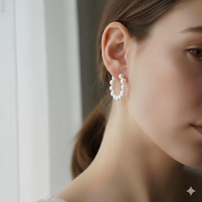 Brinco de argola de pérolas