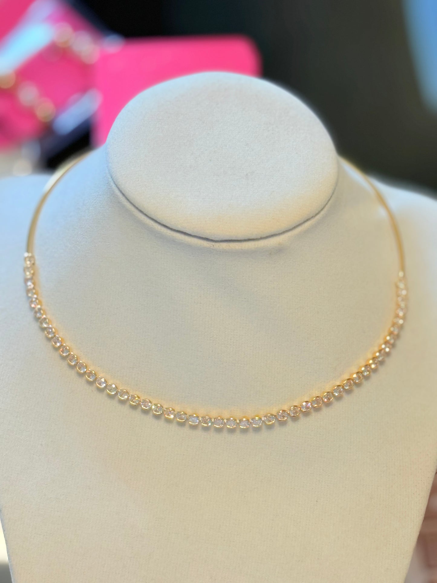 Colar Choker Riviera com Zircônias Banhada a Ouro