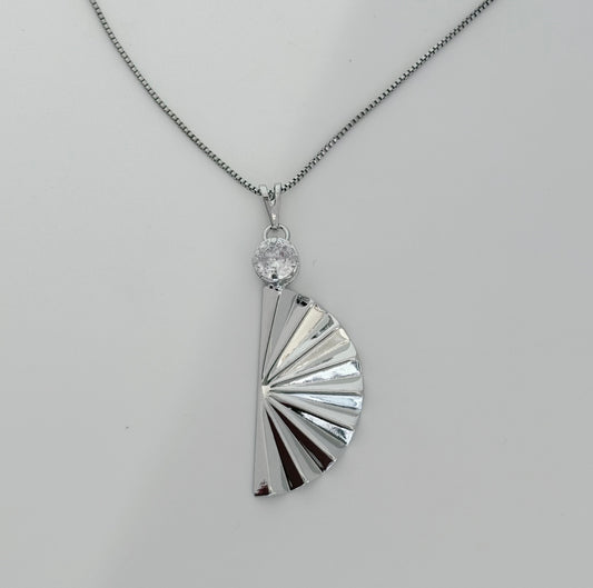 Colar leque no Ródio