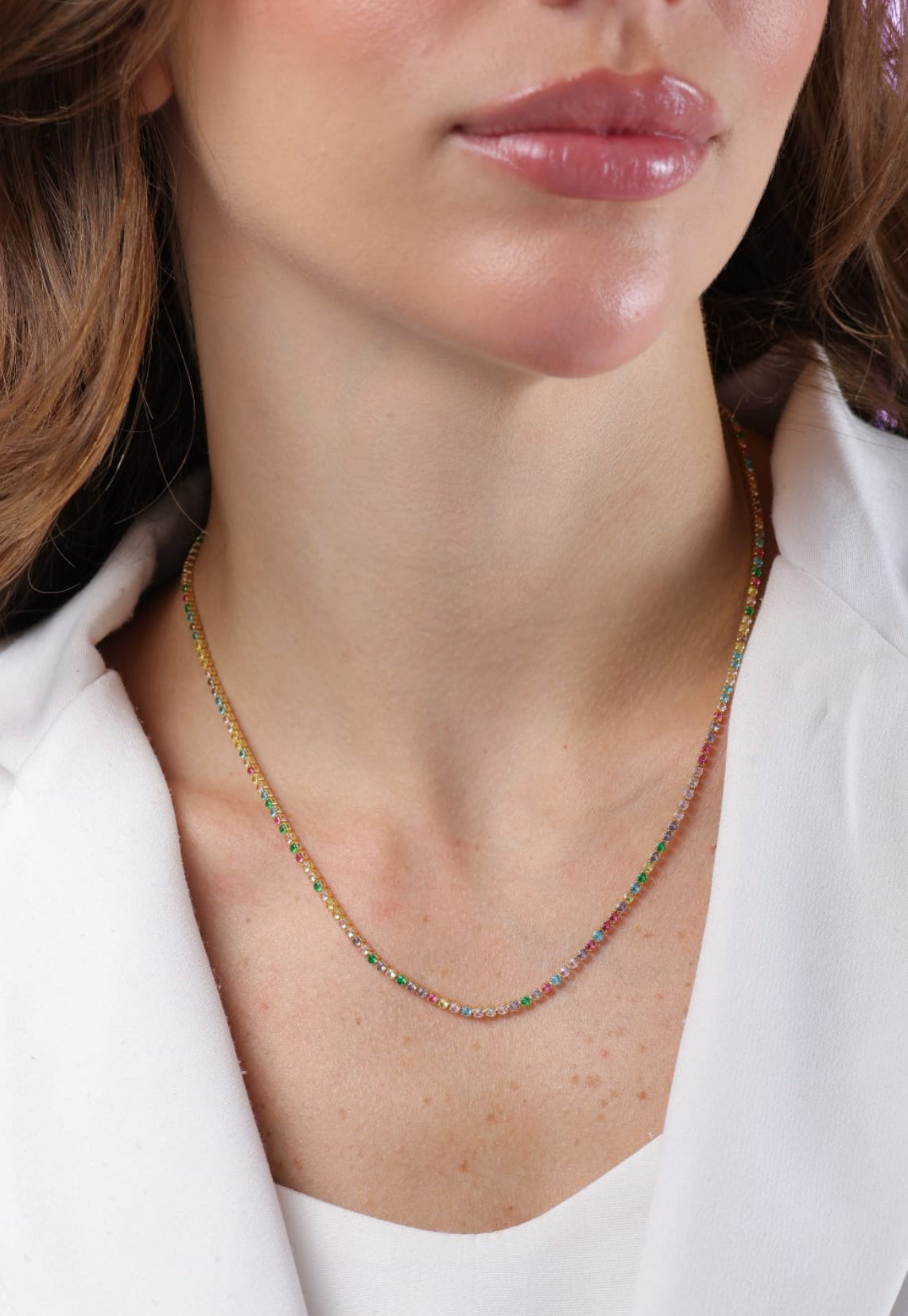 Colar Riviera Colorida Ouro