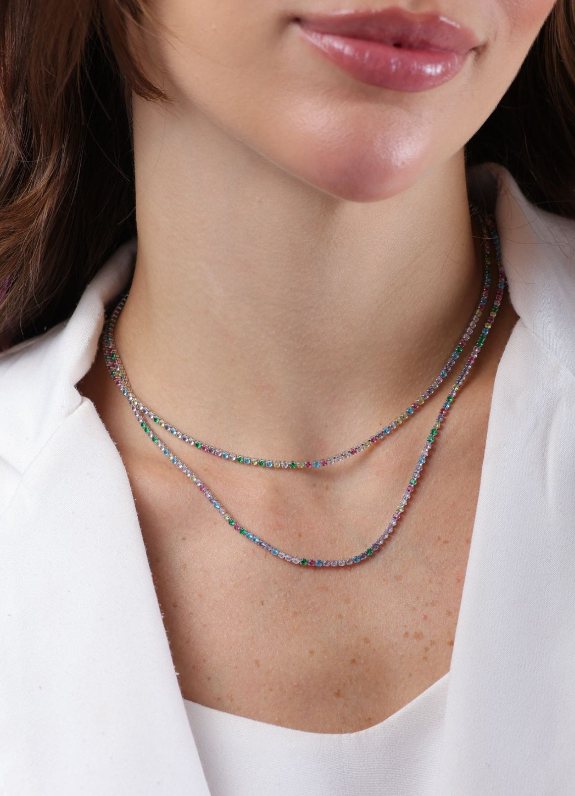 Colar Riviera Ródio Colorido