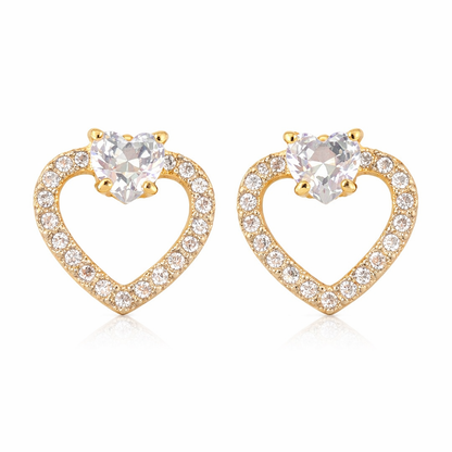 Brinco Coração Cravejado com Zircônia