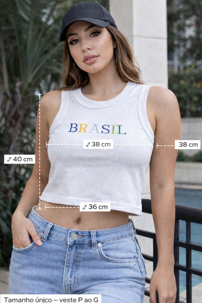 Cropped Virgínia Feminino Brasil Amarelo – Regata Estilosa Bandeira do Brasil