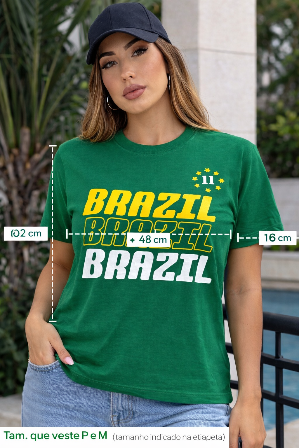 Camiseta Feminina Brazil Estampa Premium Amarela e Verde – Casual Estilosa