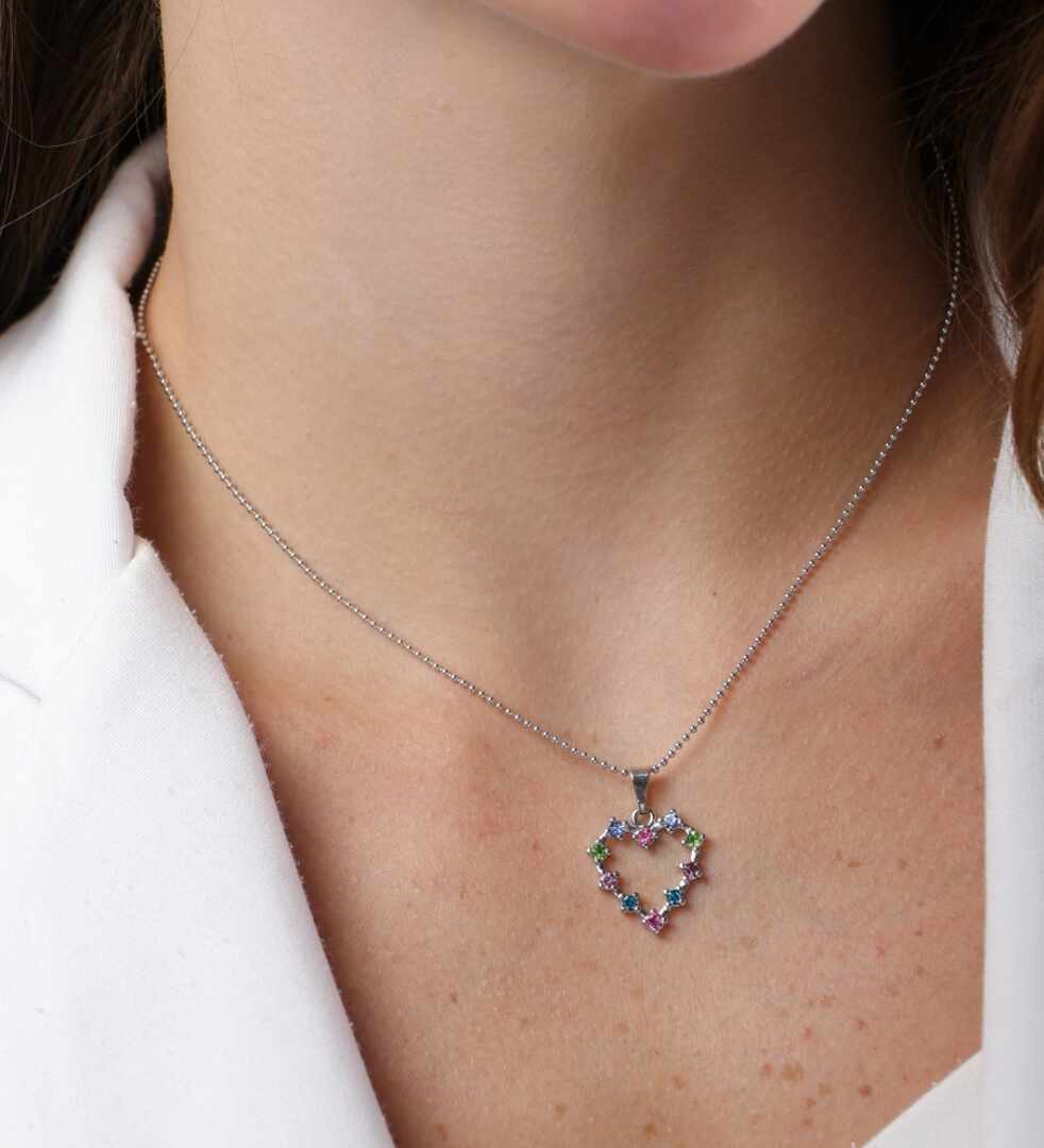 Colar Coração Zircônias